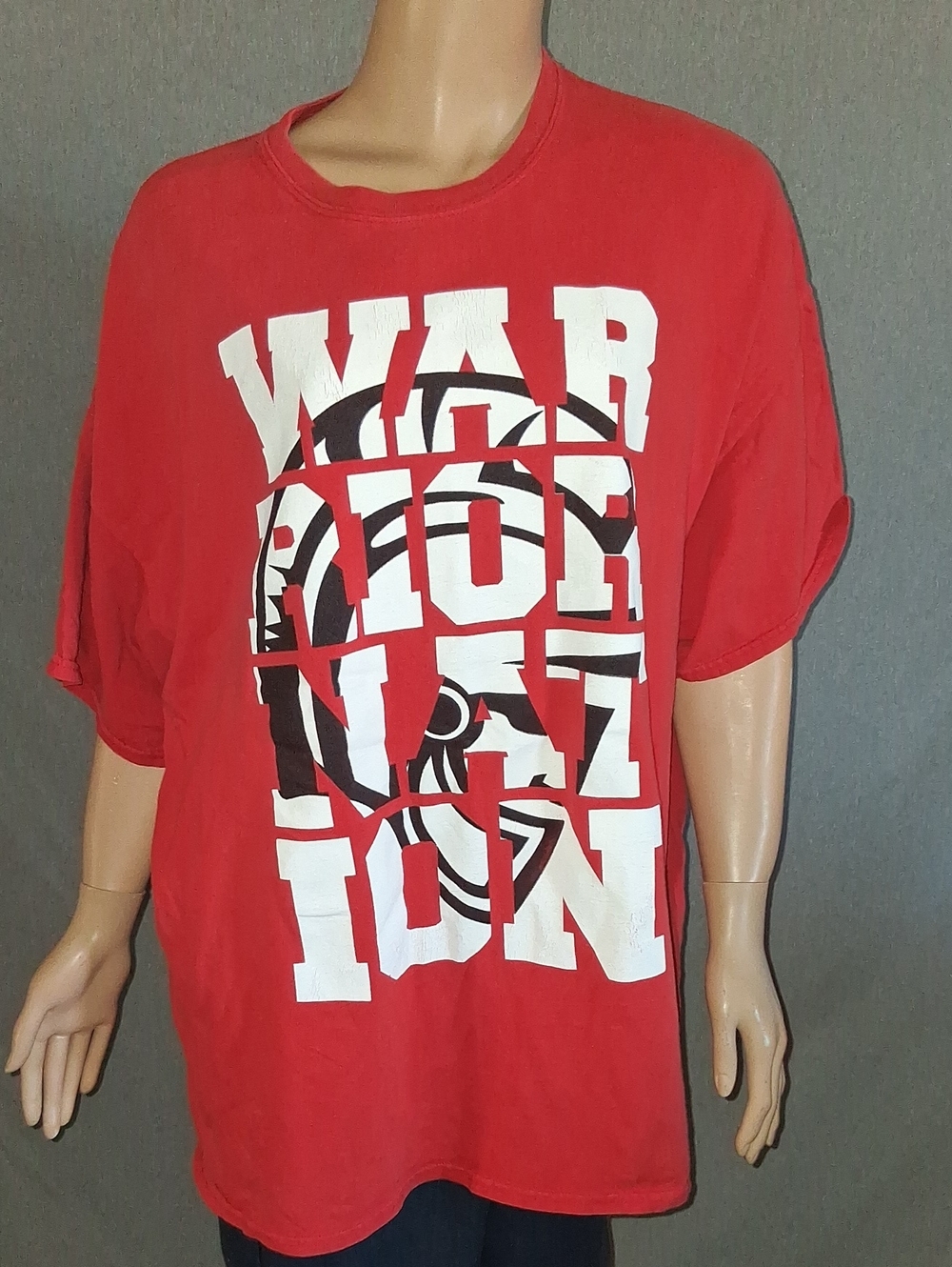 Gildan Red Short Sleeve Graphic Tee with White and Black Print
